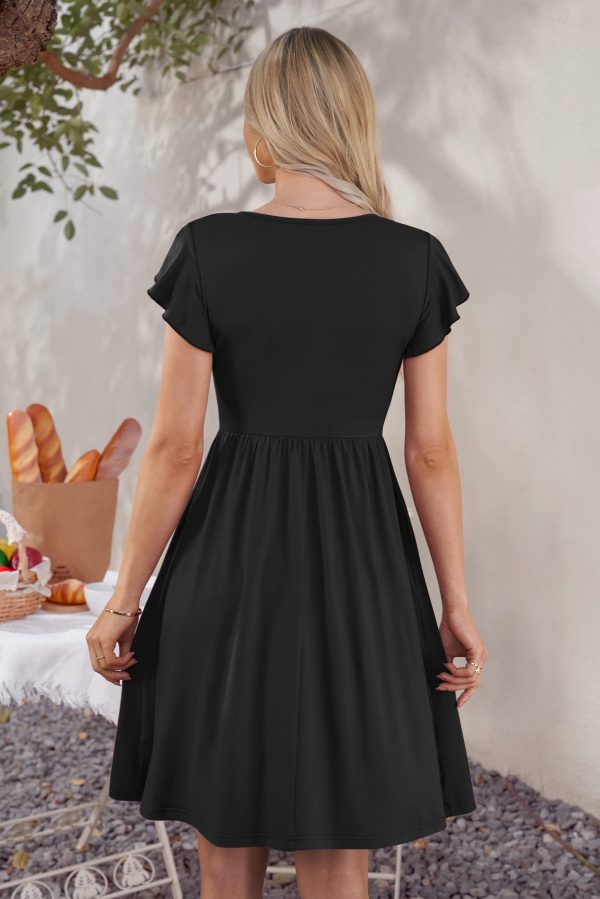 Women Summer Dresses Sleeveless Casual Loose Swing Button Down Midi Dress with Pockets