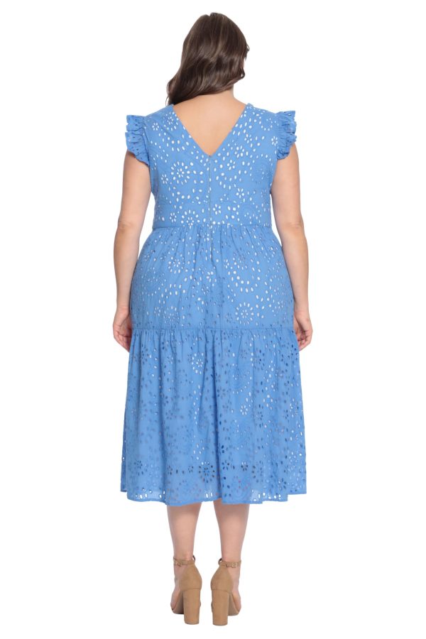 Women's Sleeveless V-Neck with Ruffle Shoulder Detail and Tiered Skirt