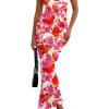 Women's 2025 Summer Floral Bodycon Maxi Dresses Ribbed Strapless Tube Casual Boho Party Long Dress