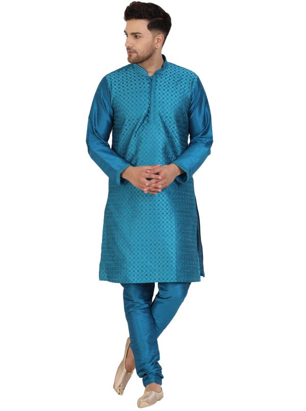Men's Tunic Kurta Pyjama Set Party Wear Ethnic Dress Suit