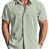 Linen Shirts for Men Short Sleeve Button Down Dress Casual Shirt Beach Summer Wedding Hawaiian Outfit