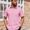 Mens Short Sleeve Button Down Shirts Lightweight Stain Shield Business Casual Dress Shirt Wrinkle Free