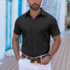 Mens Button Down Shirts Short Sleeve Casual Shirt Summer Untucked Dress Shirts