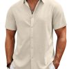 Mens Casual Beach Shirts Short Sleeve Button Down Shirts Summer Vacation Untucked Dress Shirts