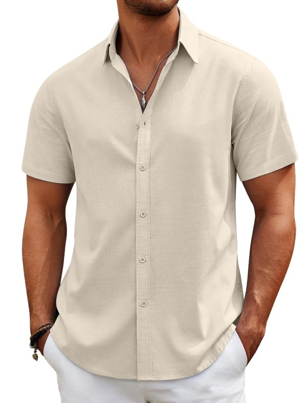 Mens Casual Beach Shirts Short Sleeve Button Down Shirts Summer Vacation Untucked Dress Shirts