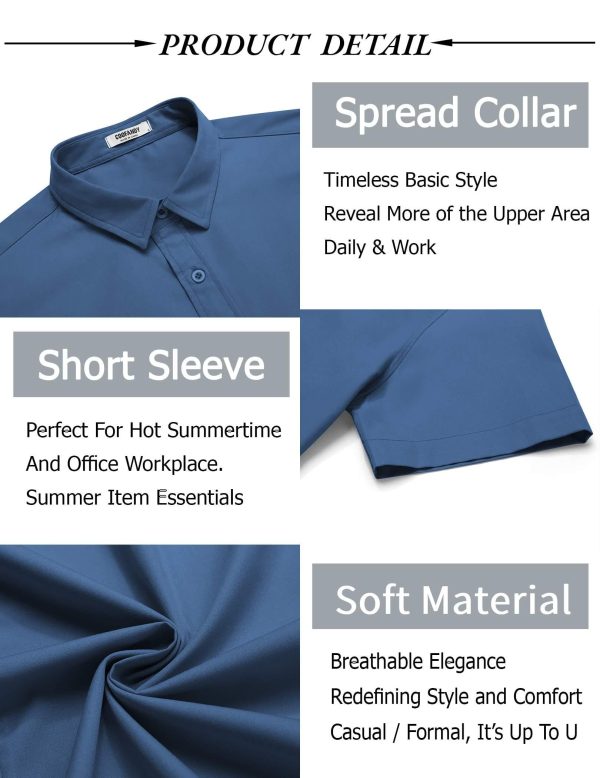 Men's Button Down Shirt Short Sleeve Casual Shirt for Men Summer Business Casual Dress Shirt
