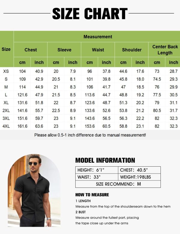 Men's Button Down Shirt Short Sleeve Casual Shirt for Men Summer Business Casual Dress Shirt