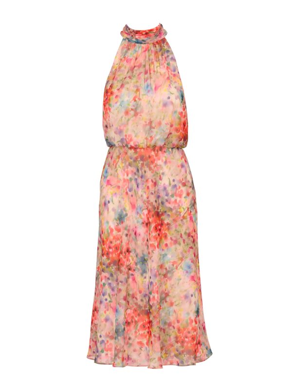 Women's Halter Tie Blouson Midi Dress