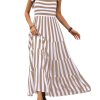 Women Dresses 2025 Summer Floral Sleeveless Maxi Dress Casual Spaghetti Strap Tiered Flowy Beach Long Dress