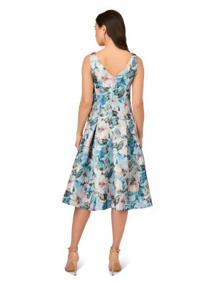Women's Floral Jacquard Midi Dress