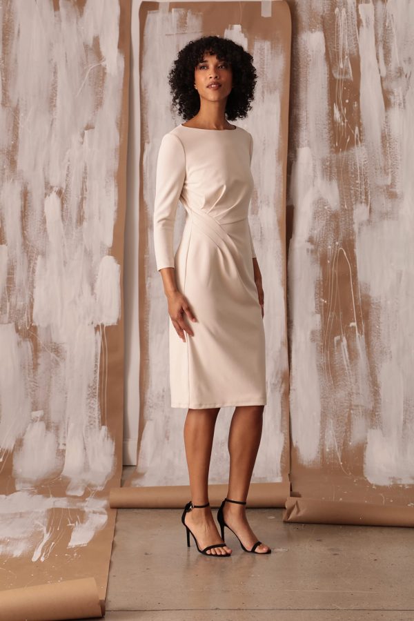 Women's Plus Size Scuba Crepe Pleat Tuck Waist Dress