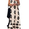 Women's Summer One Shoulder Maxi Dresses Printed Flowy Boho Beach Vacation Long Sundress
