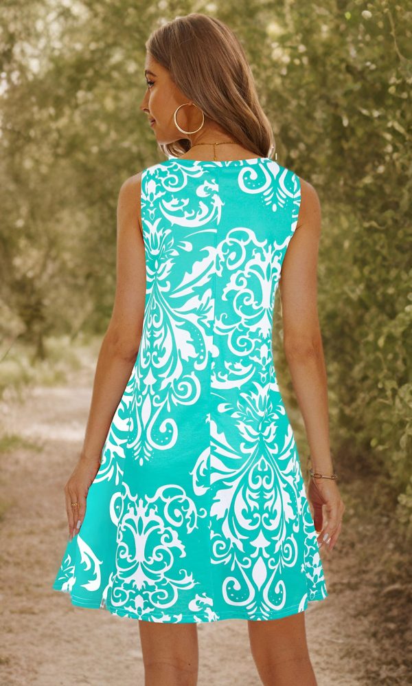 Summer Dresses for Women 2025 Casual Sundresses Beach Cover Ups Sleeveless Tshirt Swing Dress with Pockets