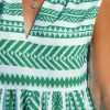 Women's Ruffle Beach Mini Dress Split V Neck A Line Sleeveless Geometric Stripe Tropical Leaf Pattern Summer Dresses