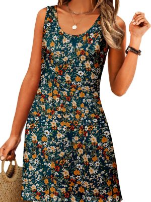 Women's Summer Dress 2025 Sleeveless Floral Boho Sundress Swimsuit Coverup Casual Loose Beach Vacation Tank Dresses