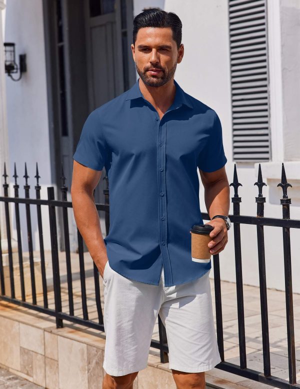 Men's Button Down Shirt Short Sleeve Casual Shirt for Men Summer Business Casual Dress Shirt