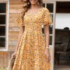 Womens Summer Dress Casual Swing Floral Ruffle Short Sleeve Sundresses Beach Mini A-line Shift Dress 2025 with Pockets