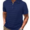 Mens Zipper Polo 3D Texture Shirts 2025 Spring Summer Fashion Knit Golf Tops Short Sleeve Dress Clothes