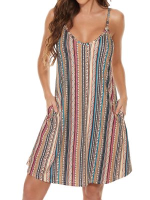 Womens Spaghetti Strap Dress Summer Dresses Beach Cover Ups Casual Sundresses with Pockets