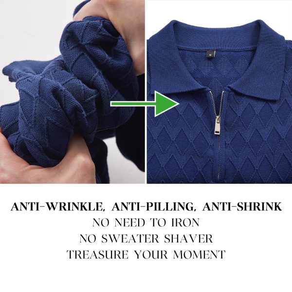 Mens Zipper Polo 3D Texture Shirts 2025 Spring Summer Fashion Knit Golf Tops Short Sleeve Dress Clothes