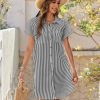 Women's Summer Dress 2025 Cotton Button Down Short Sleeve Tshirt Dresses Casual Flowy V Neck Loose Mini Beach Dress