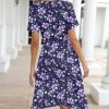 Women's Summer Casual Dress Short Sleeve Wrap V Neck Midi Dresses with Pockets