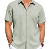 Men's Linen Shirts Casual Short Sleeve Button Down Shirt Beach Summer Vacation Holiday Wedding Cotton Tops
