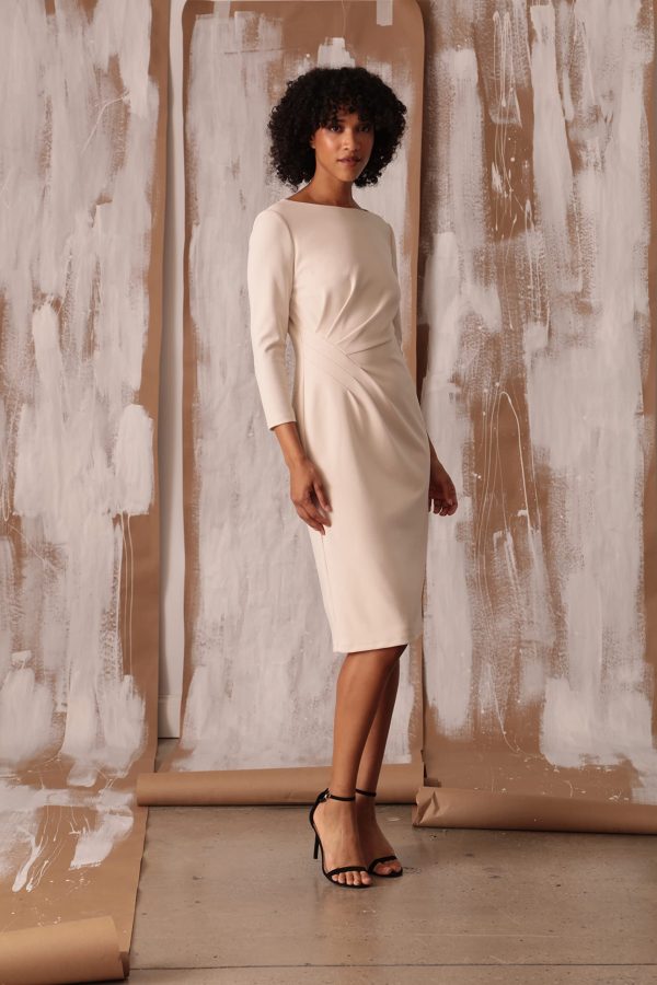 Women's Plus Size Scuba Crepe Pleat Tuck Waist Dress