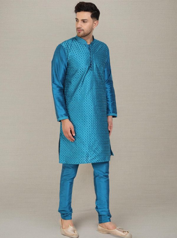 Men's Tunic Kurta Pyjama Set Party Wear Ethnic Dress Suit