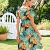 Womens Summer Dress Mini Petal Short Sleeve Dresses Pleated Button Down V Neck Floral Beach Swing Vacation Dress 2025