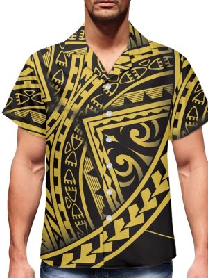 Samoa Couple Outfit Polynesian Dress for Women Traditional Puletasi Shirts for Men Beach Lava Lava Luau