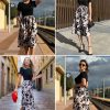 Womens Midi Dress Summer Short Sleeve Dress with Pockets 2025 Casual Floral T-Shirt Dress Flowy Beach Sundress