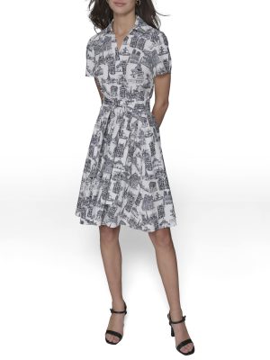 Women's Short Sleeve V-Neck Faux Wrap Midi Dress