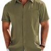 Men's Casual Button Down Shirts Short Sleeve Beach Summer Shirt Vacation Wedding Shirts with Pocket