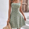 Women's Summer Floral Cherry Print A Line Short Cami Dress