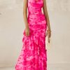 Maxi Dresses for Women 2025 Floral Beach Sundress Spaghetti Strap Tiered Summer Wedding Guest Long Dress