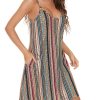 Womens Spaghetti Strap Dress Summer Dresses Beach Cover Ups Casual Sundresses with Pockets