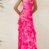 Maxi Dresses for Women 2025 Floral Beach Sundress Spaghetti Strap Tiered Summer Wedding Guest Long Dress
