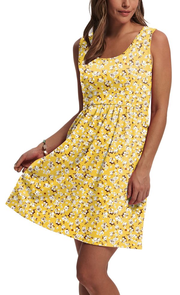 Women's Summer Dress 2025 A-Line Sleeveless Casual Sundress with Pockets Floral/Solid