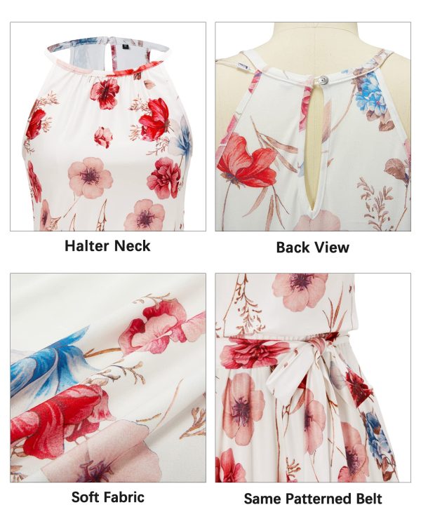Womens 2025 Summer Dress Halter Wedding Guest Casual Beach Vacation Outfits Belted Sundresses with Pockets