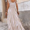 Women Dresses 2025 Summer Floral Sleeveless Maxi Dress Casual Spaghetti Strap Tiered Flowy Beach Long Dress