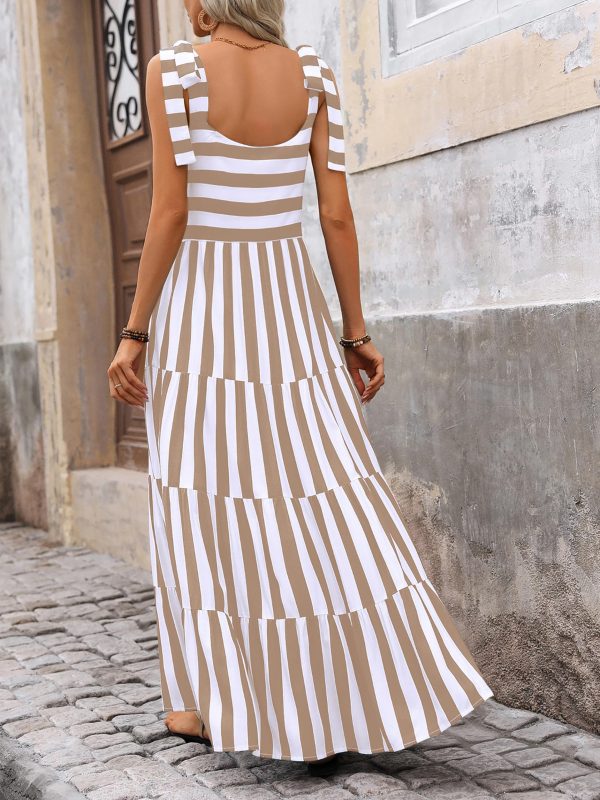 Women Dresses 2025 Summer Floral Sleeveless Maxi Dress Casual Spaghetti Strap Tiered Flowy Beach Long Dress