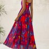 Women Summer Floral Maxi Dresses Elegant Spaghetti Strap Dress Printed Party Dress Beach Long Dresses