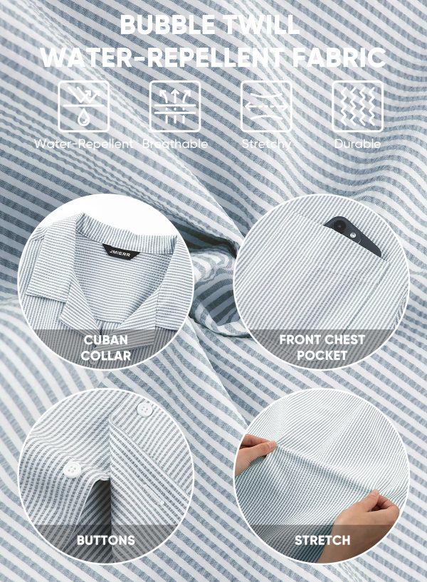 Men's Seersucker Shirts Short Sleeve Casual Shirts Button Down Shirt Beach Summer Vacation Wedding Shirt