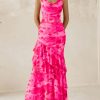 Maxi Dresses for Women 2025 Floral Beach Sundress Spaghetti Strap Tiered Summer Wedding Guest Long Dress