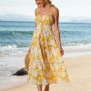 Women's Summer Floral Dress 2025 Spaghetti Strap Smocked Tiered Casual Boho Maxi Long Sundress with Pockets