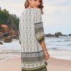 Womens Boho Dresses Casual Beach Summer Dress Tassel Tie Neck 3/4 Long Sleeve Mini Sundress 2025 Floral Print Cover Up