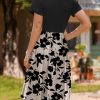 Womens Midi Dress Summer Short Sleeve Dress with Pockets 2025 Casual Floral T-Shirt Dress Flowy Beach Sundress