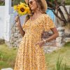 Womens Summer Dress Casual Swing Floral Ruffle Short Sleeve Sundresses Beach Mini A-line Shift Dress 2025 with Pockets