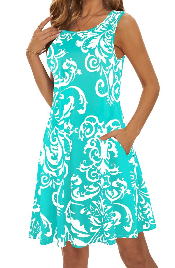 Summer Dresses for Women 2025 Casual Sundresses Beach Cover Ups Sleeveless Tshirt Swing Dress with Pockets